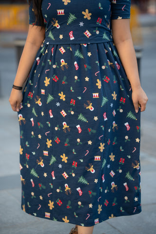 JINGLE BELLS | ZIPLESS MATERNITY MAXI-PUFF SLEEVES | ANKLE LENGTH MAXI