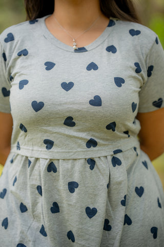 HEARTS | ZIPLESS MATERNITY MAXI-NORMAL SLEEVES | ANKLE LENGTH MAXI
