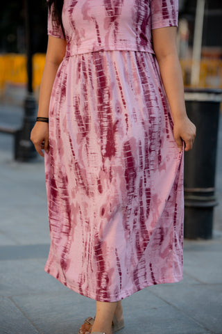 STRIPES | ZIPLESS MATERNITY MAXI-PUFF SLEEVES | ANKLE LENGTH MAXI