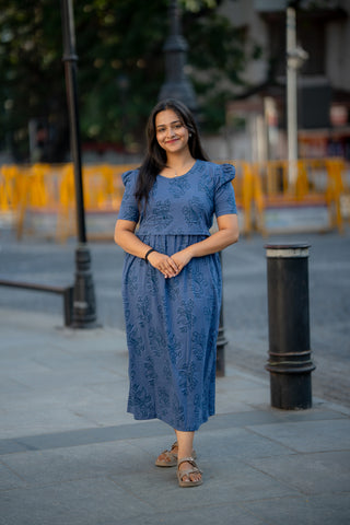 CARTOON | ZIPLESS MATERNITY MAXI-PUFF SLEEVES | ANKLE LENGTH MAXI
