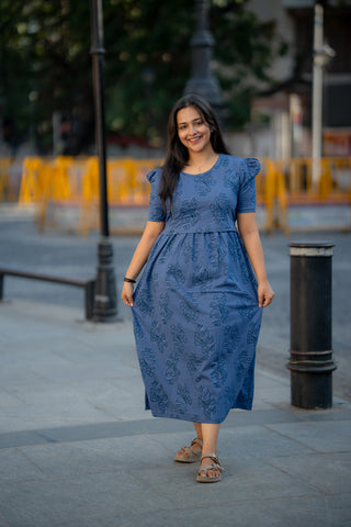 CARTOON | ZIPLESS MATERNITY MAXI-PUFF SLEEVES | ANKLE LENGTH MAXI