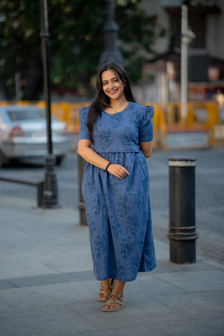 CARTOON | ZIPLESS MATERNITY MAXI-PUFF SLEEVES | ANKLE LENGTH MAXI