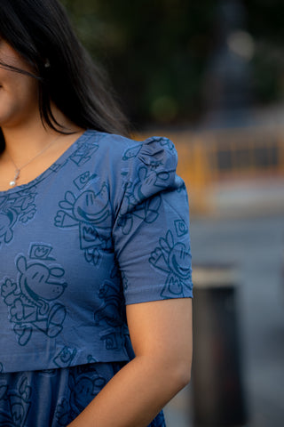 CARTOON | ZIPLESS MATERNITY MAXI-PUFF SLEEVES | ANKLE LENGTH MAXI