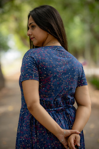 BLUSHY FLOWERS | ZIPLESS MATERNITY MAXI-NORMAL SLEEVES | FULL LENGTH MAXI