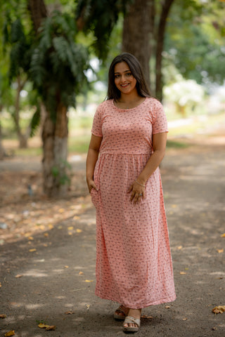 STRIPES | ZIPLESS MATERNITY MAXI-NORMAL SLEEVES | FULL LENGTH MAXI