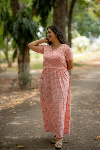 STRIPES | ZIPLESS MATERNITY MAXI-NORMAL SLEEVES | FULL LENGTH MAXI
