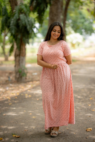 STRIPES | ZIPLESS MATERNITY MAXI-NORMAL SLEEVES | FULL LENGTH MAXI