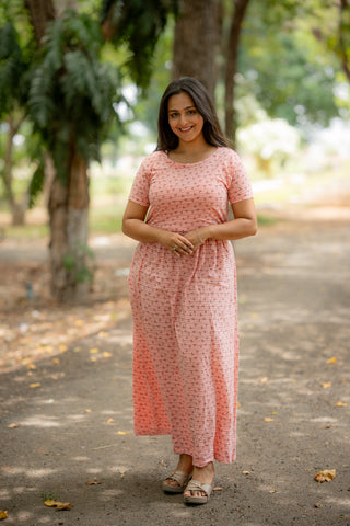 STRIPES | ZIPLESS MATERNITY MAXI-NORMAL SLEEVES | FULL LENGTH MAXI