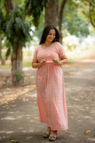 STRIPES | ZIPLESS MATERNITY MAXI-NORMAL SLEEVES | FULL LENGTH MAXI