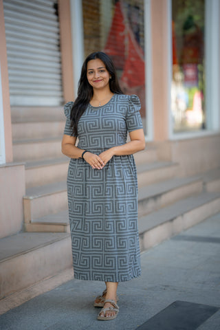 MAZE | ZIPLESS MATERNITY MAXI-PUFF SLEEVES | ANKLE LENGTH MAXI
