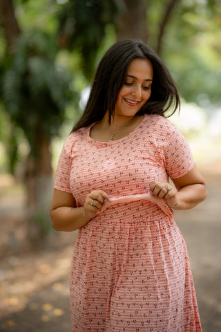 STRIPES | ZIPLESS MATERNITY MAXI-NORMAL SLEEVES | FULL LENGTH MAXI