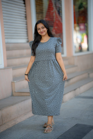 MAZE | ZIPLESS MATERNITY MAXI-PUFF SLEEVES | ANKLE LENGTH MAXI