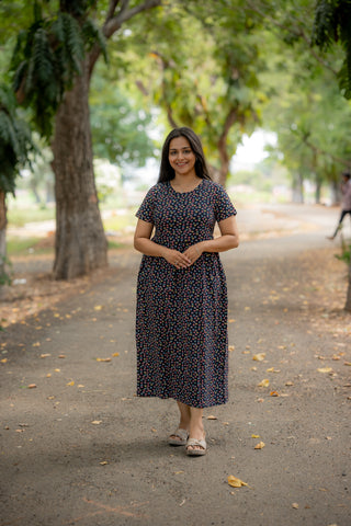 COLOURFUL HEARTS | ZIPLESS MATERNITY MAXI-NORMAL SLEEVES | ANKLE LENGTH MAXI