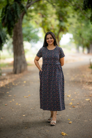 COLOURFUL HEARTS | ZIPLESS MATERNITY MAXI-NORMAL SLEEVES | ANKLE LENGTH MAXI