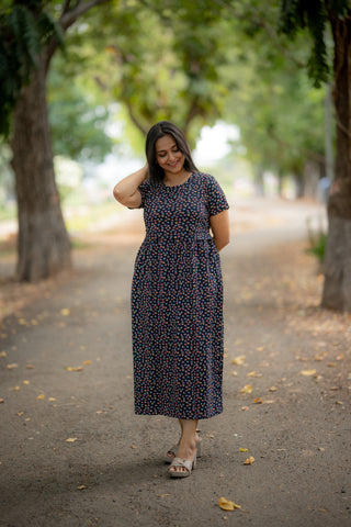 COLOURFUL HEARTS | ZIPLESS MATERNITY MAXI-NORMAL SLEEVES | ANKLE LENGTH MAXI