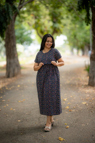COLOURFUL HEARTS | ZIPLESS MATERNITY MAXI-NORMAL SLEEVES | ANKLE LENGTH MAXI