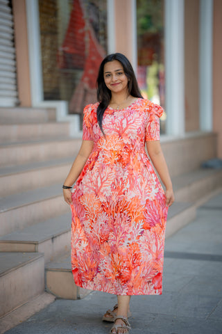 PHONEIX FLARE | ZIPLESS MATERNITY MAXI-PUFF SLEEVES | ANKLE LENGTH MAXI