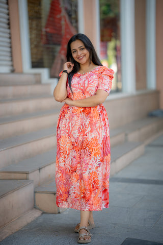 PHONEIX FLARE | ZIPLESS MATERNITY MAXI-PUFF SLEEVES | ANKLE LENGTH MAXI