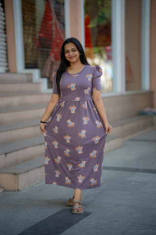 TEDDY | ZIPLESS MATERNITY MAXI-PUFF SLEEVES | ANKLE LENGTH MAXI