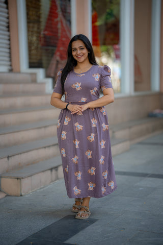 TEDDY | ZIPLESS MATERNITY MAXI-PUFF SLEEVES | ANKLE LENGTH MAXI