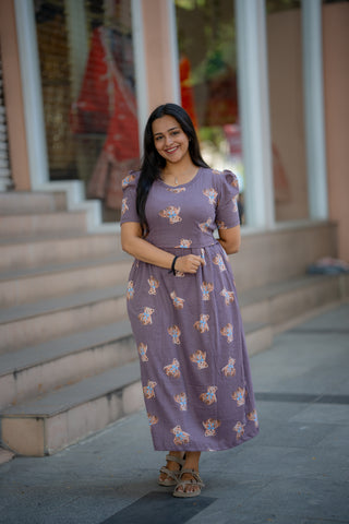 TEDDY | ZIPLESS MATERNITY MAXI-PUFF SLEEVES | ANKLE LENGTH MAXI