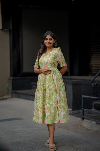 PISTACHIO BLOOM | MATERNITY MAXI ANKLE LENGTH