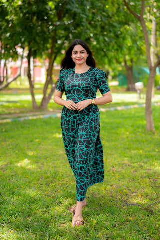 ELECTRIC | ZIPLESS MATERNITY MAXI-PUFF SLEEVES | FULL LENGTH MAXI