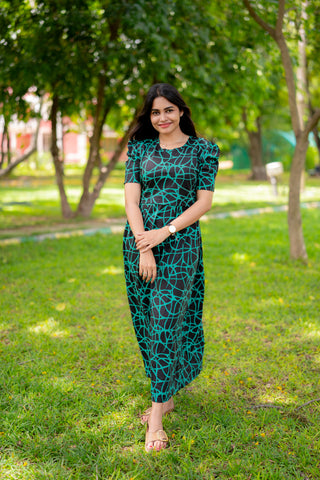 ELECTRIC | ZIPLESS MATERNITY MAXI-PUFF SLEEVES | FULL LENGTH MAXI