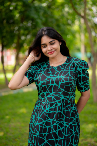ELECTRIC | ZIPLESS MATERNITY MAXI-PUFF SLEEVES | FULL LENGTH MAXI