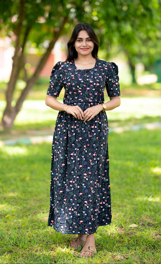 SWANN | ZIPLESS MATERNITY MAXI-PUFF SLEEVES | FULL LENGTH MAXI