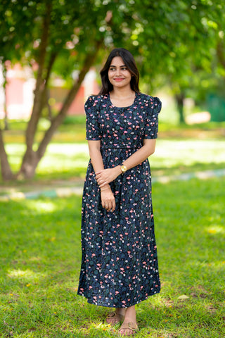 SWANN | ZIPLESS MATERNITY MAXI-PUFF SLEEVES | FULL LENGTH MAXI