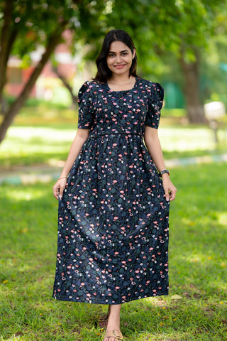 SWANN | ZIPLESS MATERNITY MAXI-PUFF SLEEVES | FULL LENGTH MAXI