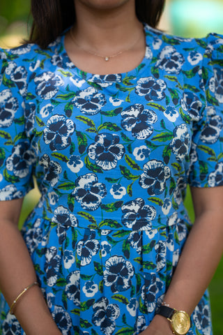 BLUE GARDEN | ZIPLESS MATERNITY MAXI-PUFF SLEEVES | FULL LENGTH MAXI