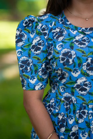 BLUE GARDEN | ZIPLESS MATERNITY MAXI-PUFF SLEEVES | FULL LENGTH MAXI