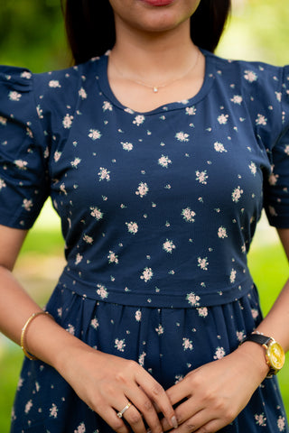 TINY FLORA | ZIPLESS MATERNITY MAXI-PUFF SLEEVES | FULL LENGTH MAXI