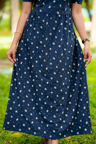 TINY FLORA | ZIPLESS MATERNITY MAXI-PUFF SLEEVES | FULL LENGTH MAXI
