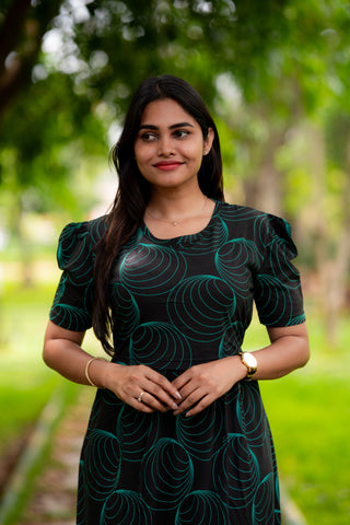 GREEN SPIRAL | ZIPLESS MATERNITY MAXI-PUFF SLEEVES | FULL LENGTH MAXI