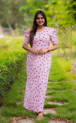 KITTY | ZIPLESS MATERNITY MAXI-PUFF SLEEVES | FULL LENGTH MAXI
