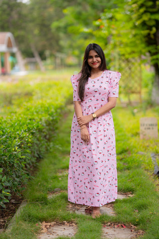 KITTY | ZIPLESS MATERNITY MAXI-PUFF SLEEVES | FULL LENGTH MAXI