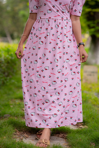 KITTY | ZIPLESS MATERNITY MAXI-PUFF SLEEVES | FULL LENGTH MAXI