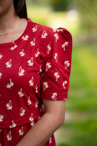 RUBY LEAF | ZIPLESS MATERNITY MAXI-PUFF SLEEVES | FULL LENGTH MAXI