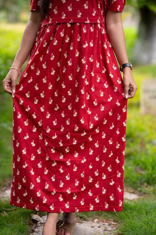 RUBY LEAF | ZIPLESS MATERNITY MAXI-PUFF SLEEVES | FULL LENGTH MAXI