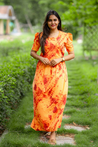 PHOENIX FLARE | ZIPLESS MATERNITY MAXI-PUFF SLEEVES | FULL LENGTH MAXI