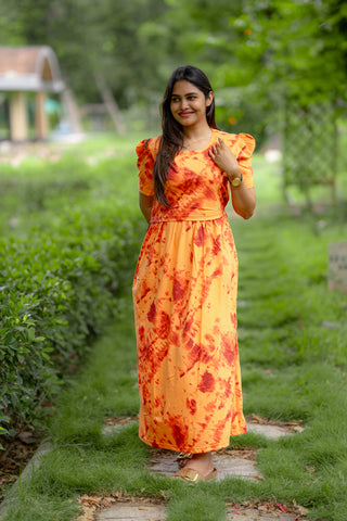 PHOENIX FLARE | ZIPLESS MATERNITY MAXI-PUFF SLEEVES | FULL LENGTH MAXI