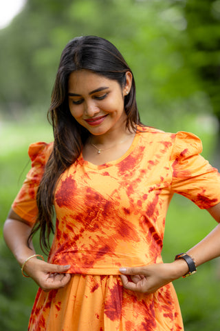 PHOENIX FLARE | ZIPLESS MATERNITY MAXI-PUFF SLEEVES | FULL LENGTH MAXI