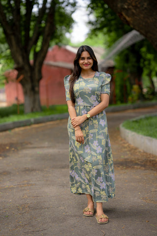 ESTANCIA | ZIPLESS MATERNITY MAXI-PUFF SLEEVES | FULL LENGTH MAXI