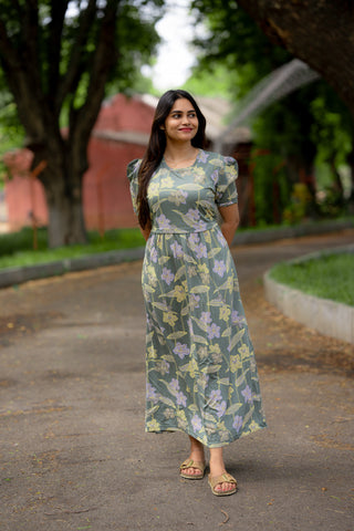 ESTANCIA | ZIPLESS MATERNITY MAXI-PUFF SLEEVES | FULL LENGTH MAXI