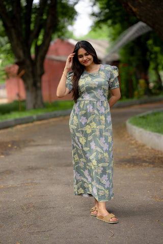 ESTANCIA | ZIPLESS MATERNITY MAXI-PUFF SLEEVES | FULL LENGTH MAXI