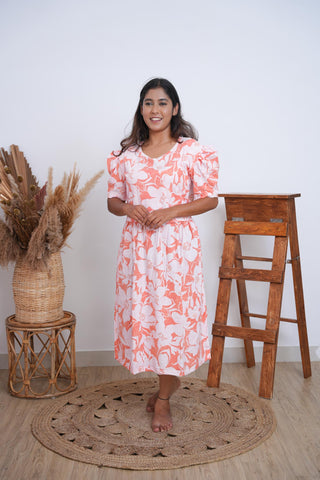 FLORA FROST | ZIPLESS MATERNITY MAXI-PUFF SLEEVES | ANKLE LENGTH MAXI