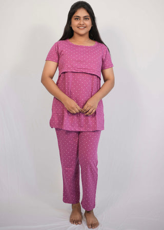 PURPLE DOTS | ZIPLESS FEEDING PANT SET